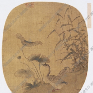 宋《荷塘雙鵝圖》團(tuán)扇國(guó)畫(huà)高清大圖下載