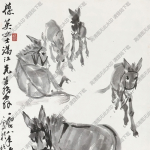 黃胄作品 群驢圖3 高清大圖下載