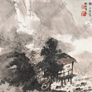 傅抱石國(guó)畫作品 天削危峰萬(wàn)仞青 高清下載