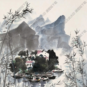 吳冠中國(guó)畫(huà)作品 江南水鄉(xiāng) 高清下載