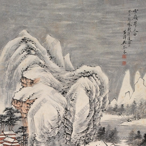 吳琴木國(guó)畫 雪嶺界天白 高清大圖下載