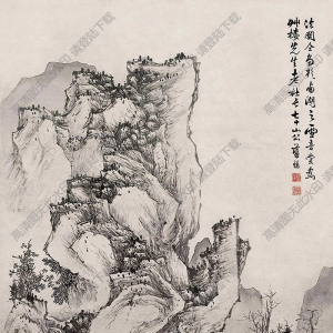 藍(lán)瑛國畫 仿關(guān)仝山水 高清大圖下載