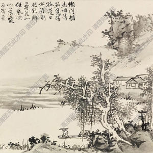 藍(lán)瑛國畫 孤舟獨(dú)釣 高清大圖下載