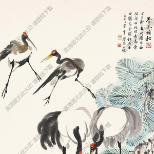 岑學(xué)恭作品 松鶴長(zhǎng)春圖 高清大圖下載